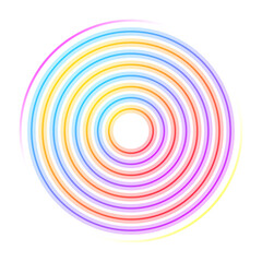 Naklejka premium Abstract colorful concentric circles pattern with gradient lines, vibrant circular rings design element for modern graphic art backgrounds isolated on transparent background