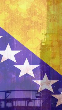 Animation of flag of bosnia and herzegovina over factory