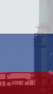 Animation of flag of russia over factory