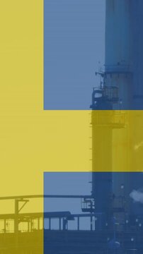 Animation of flag of sweden over factory