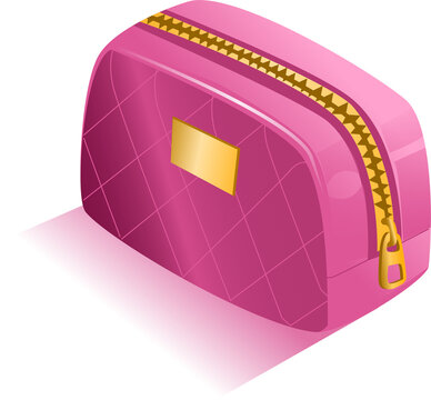 Cosmetics and Personal Care Products Isometric Illustration. Cosmetic Bag