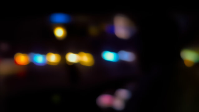 Blurred Colorful Traffic Lights at Night, Abstract Urban Bokeh B