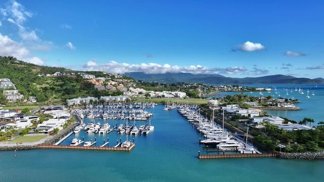 Spectacular cinematic aerial footage of Airlie Beach Whitsundays Queensland Australia