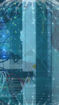 Animation of globe and connections over servers
