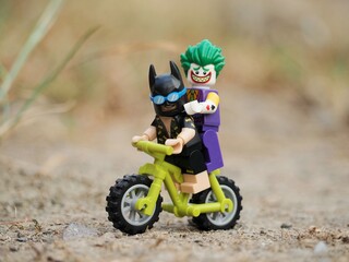 Naklejka premium Indonesia - August 16, 2023 : Mini toy at outdoor with blurred background.