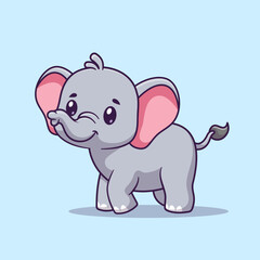 Naklejka premium Cute Elephant Standing Cartoon