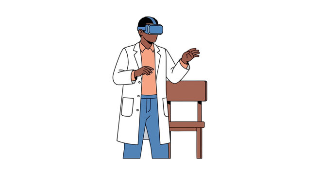 Medical professional experiencing virtual reality for healthcare training.