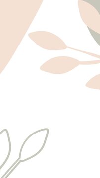 Animation of shapes and leaves on white backgroud