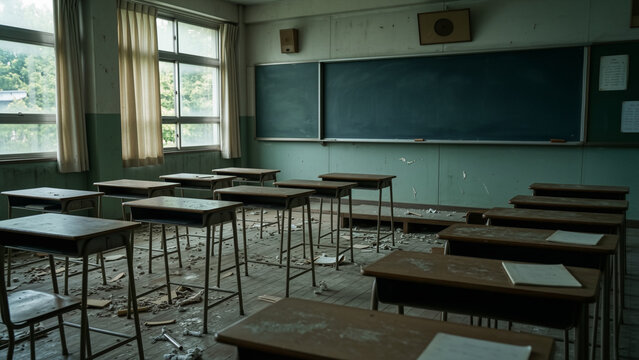 Abandoned Classroom in an Old School Building
