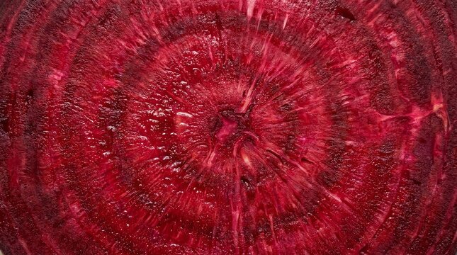 Macro texture of a red beetroot slice showing concentric rings.