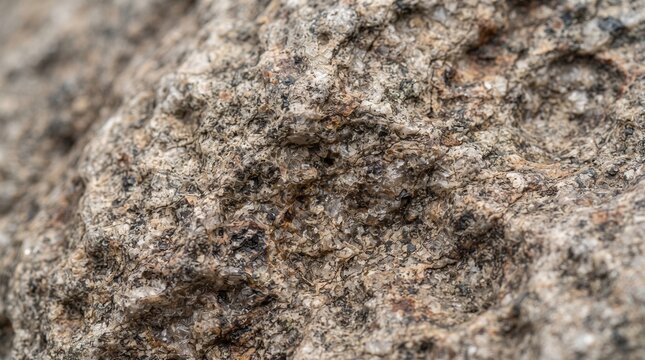 Macro shot of rough grey granite rock texture showing crystalline mineral structure.