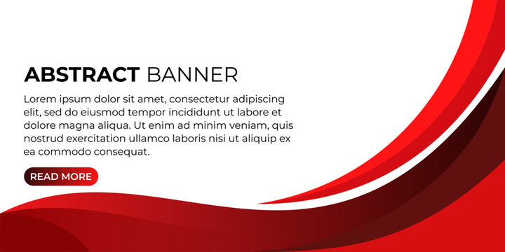 Modern abstract banner template with dynamic red wavy shapes and text space on white background