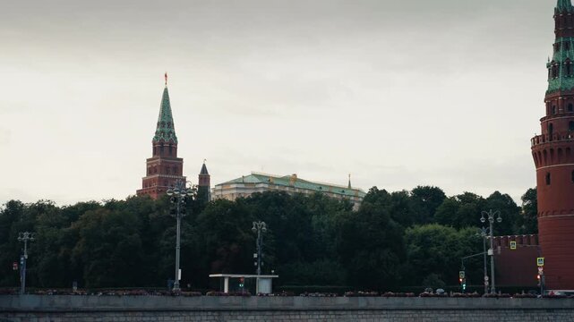 Scenic moscow kremlin view from boat trip on the moskva river