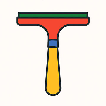 A colorful flat design icon depicts a window squeegee against a plain white background.