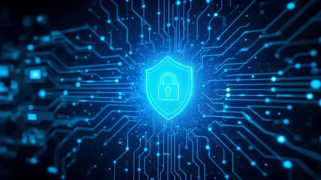 Cybersecurity Shield Protection for Digital Circuit Network Data with Glowing Patterns