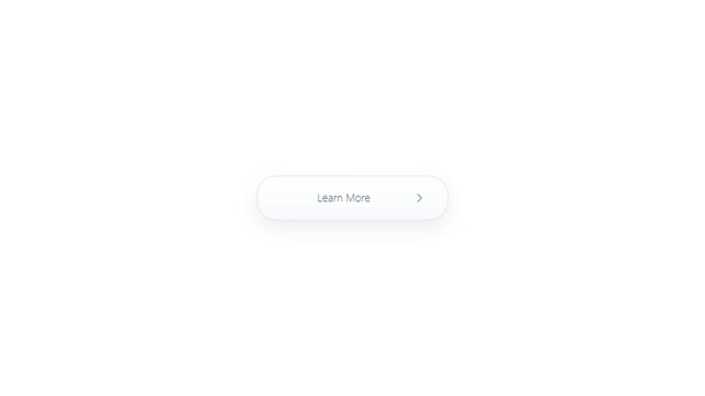 Minimalist white button with learn more text on clean background