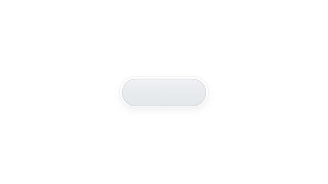 Minimalist white pill button on white background, clean rounded capsule shape, modern UI element for web design and mobile apps