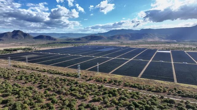 Spectacular aerial footage of Ross River Dam Solar Farm Townsville Queensland Australia
