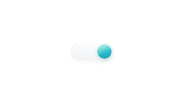 Minimalist toggle switch animation, blue slider button on white background, modern UI element for mobile apps and web interfaces
