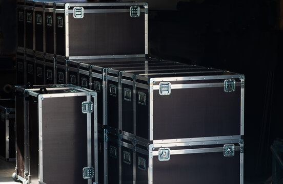 Professional Equipment Flight Cases in Dark Studio