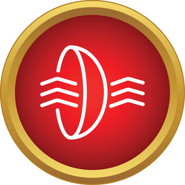 Contact lens on a red background with arrows representing oxygen permeability