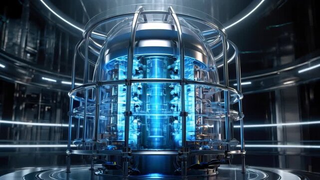 Futuristic Blue Energy Reactor and Quantum Computer Laboratory Chamber Technology Concept