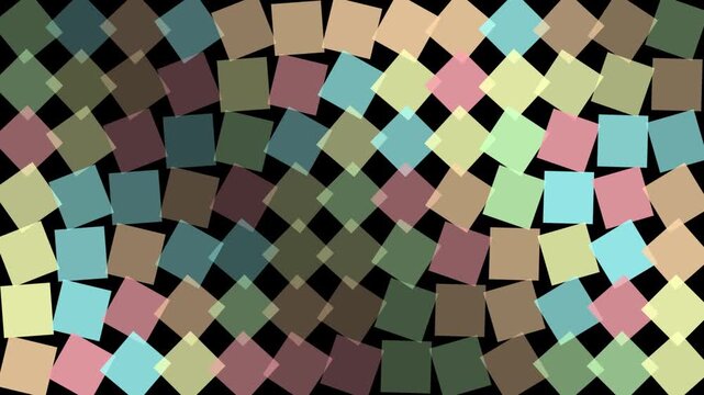 Seamless looping background of colorful geometric paper squares in a repeating pattern.