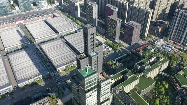 Aerial View of Zhongtian 201 Tower and International Convention Center in Guiyang Guanshanhu