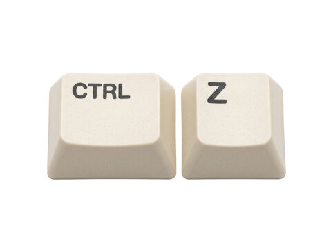 Beige mechanical keyboard CTRL Z undo shortcut keycaps 3D icon isolated on transparent background