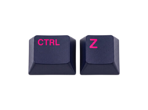 Dark navy mechanical keyboard CTRL Z undo shortcut keycaps 3D icon isolated on transparent background