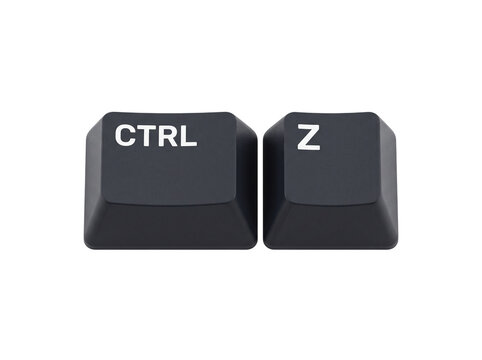 Black mechanical keyboard CTRL Z undo shortcut keycaps 3D icon isolated on transparent background