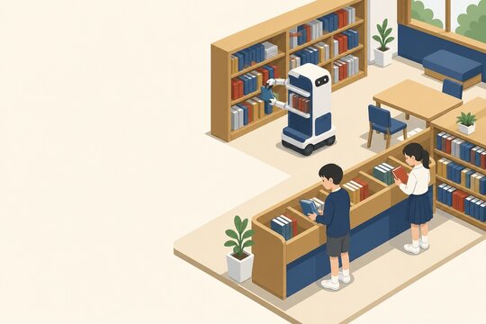 AI book sorting in Japanese school library
