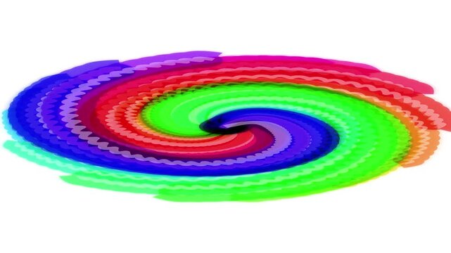 Rainbow color spiral swirl on white background.