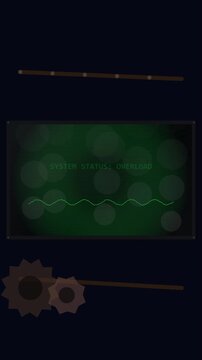 System Status Overload warning on green waveform screen.