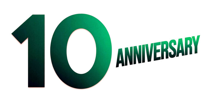 Celebrate a decade with this bold green ten anniversary design isolated for projects