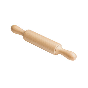 Small wooden rolling pin for baking isolated