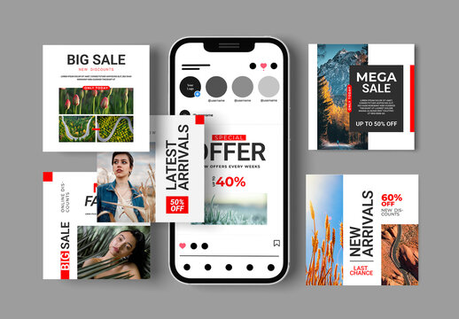 Fashion Sale Social Media Post Layout Set