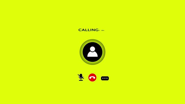 Video call interface with calling text and person icon on white communication online. 4k video animation.