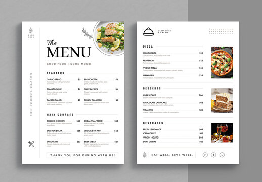 Modern Food Menu Template Layout