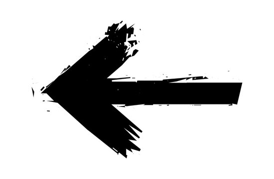 Black grunge arrows with brush stroke texture isolated on white background perfect for artistic design elements direction icons and creative web graphics.