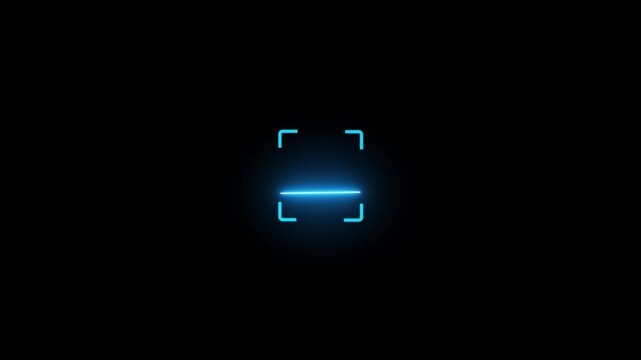 Scanner icon running active scan process with digital motion. Scanner animation represents scanning action, data check, and system verify process.