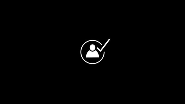 Silhouette of a person icon with a checkmark inside a circle on a green screen background , Professional authentication and business validation , Modern user verification approval concept.