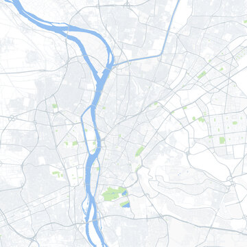 Minimal vector city map of Cairo with streets, parks and Nile River