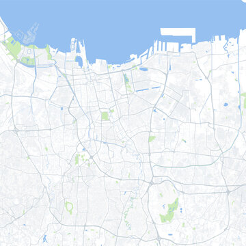 Minimal vector city map of Jakarta with streets, districts and road network