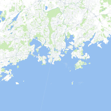 Minimal vector city map of Helsinki with streets, districts and road network