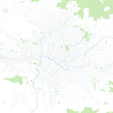 Minimal vector city map of Kathmandu with streets, districts and road network