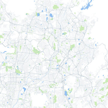 Minimal vector city map of Kuala Lumpur with streets, districts and road network