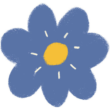 Cute Hand Drawn Blue Flower Illustration