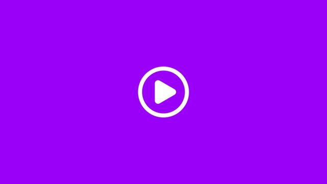 Play button icon animation on circle. video player icon triangle shape button icon animation with green background