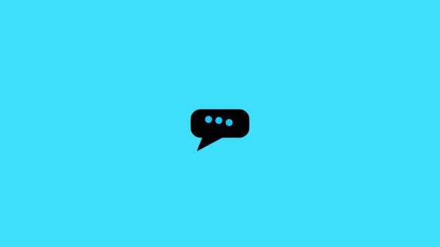 Glowing message chat box icon animation. Communication symbol animated on black background. chat message icon.